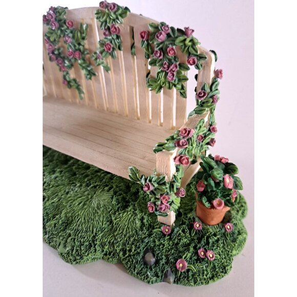 Department 56 Afternoon in the Garden Snowbunnies 1999 Tree & Bench Village - Picture 2 of 6